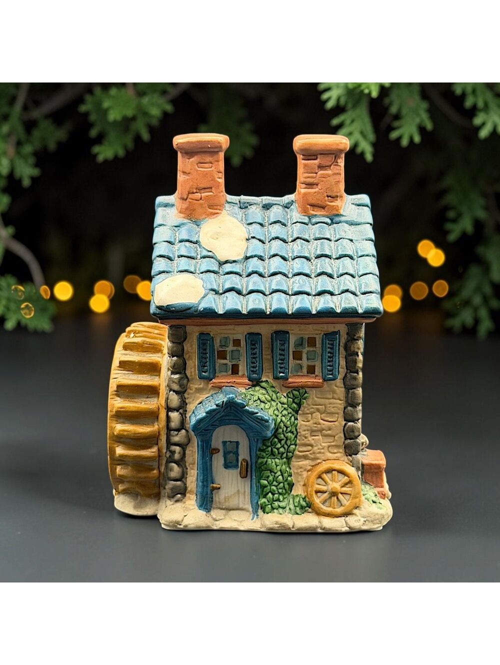 Vtg 1994 Hometown America Christmas Village Water Mill House w Original Box 5"
